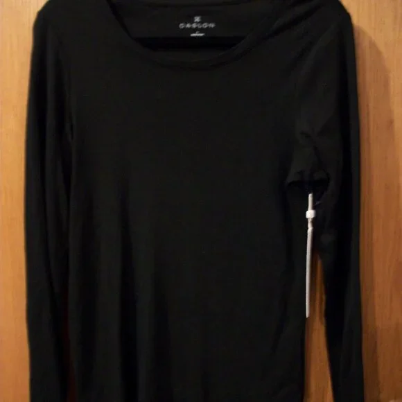 Caslon NWT SZ L Black LS Scoop Neck All Cotton Everyday Tee - Picture 1 of 6